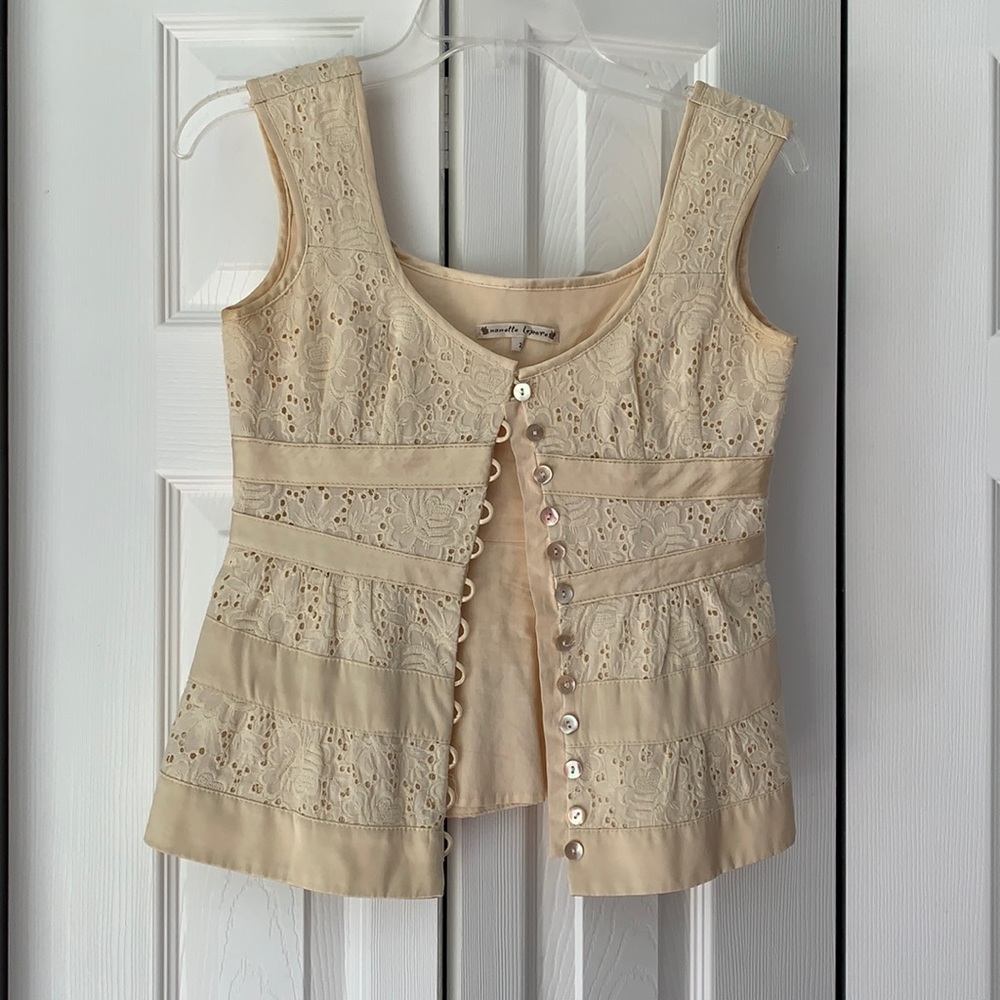 Nanette Lepore cream eyelet top